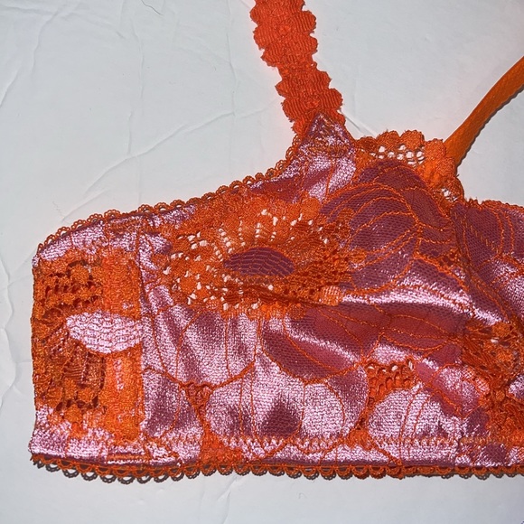 Savage X Fenty Bra Womens XS Perfect Poppies Unlined Lace Demi Racerback pink - Picture 2 of 10